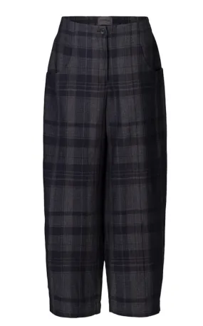 Wool linen check trouser